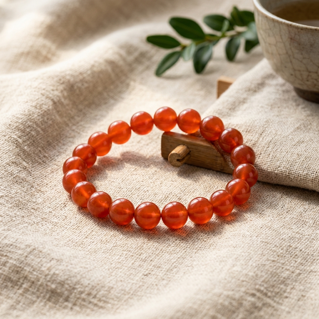Grade-A Baoshan Persimmon Red Agate Meditation Bracelet